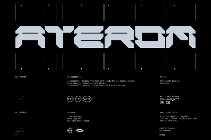 NCL Aterom - Futuristic Logo Cyberpunk Bold Font