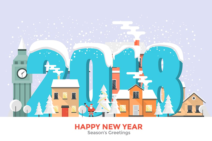 Flat Design Urban winter landscape