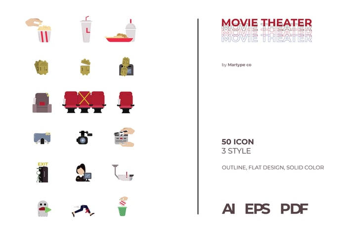 Movie Theater Solid Icon Pack