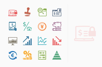 Colored Personal & Business Finance Icons - Set 3