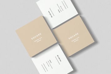 Square Brusiness Card Mockup Top Angle View