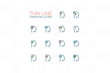 Thoughts in Heads - Thin Single Line Icons Set