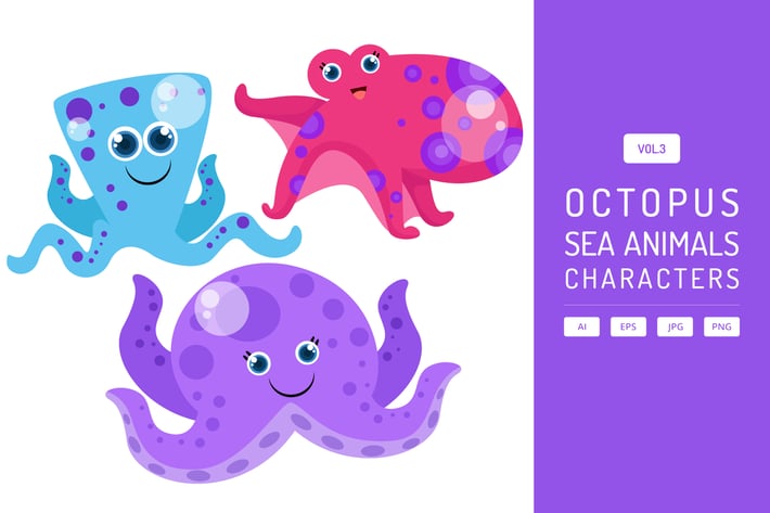 Cute Octopus - Sea Animals Characters Vol.3