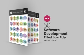 50 Software Development Filled Low Poly Icons
