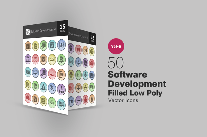 50 Software Development Filled Low Poly Icons