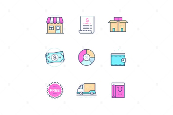 Shopping - modern line design style icons set