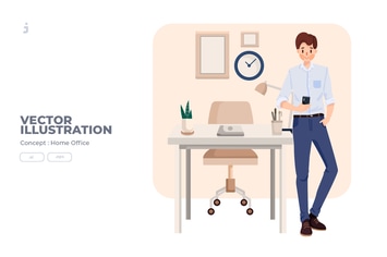Home Office - Vector Illustration 