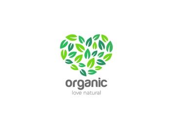 Logo Organic Leaves Heart shape