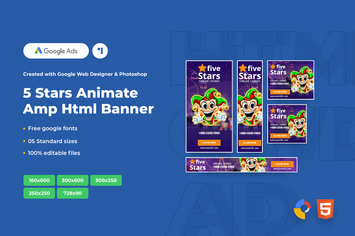 5 Stars Animate Ads Template AMPHTML Banners