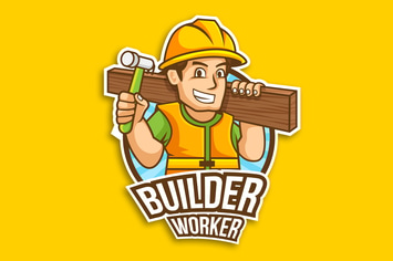 Professional Construction Worker Logo Vector