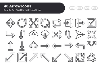 40 Arrow Icons Set - Line