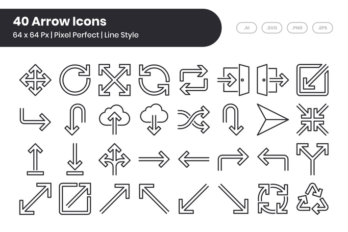 40 Arrow Icons Set - Line