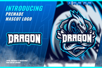 Blue Dragon - Mascot Esport Logo Template