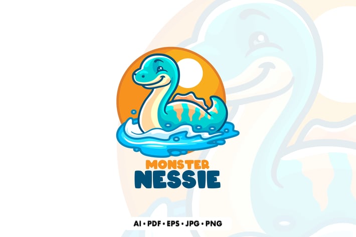 Nessie Monster Cartoon Logo