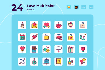 24 Love Line Multicolor Vector Icon Pack