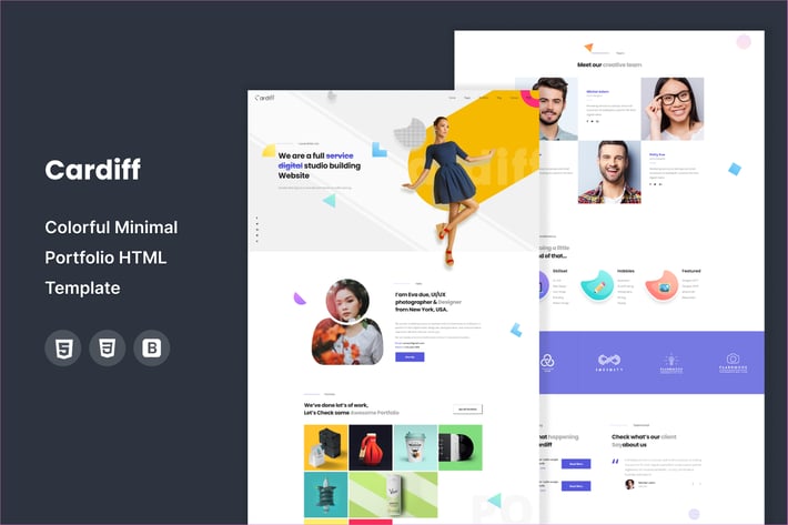  Cardiff Colorful Minimal Portfolio HTML Template 