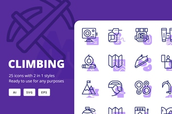 Climbing Icons (Line and Solid)