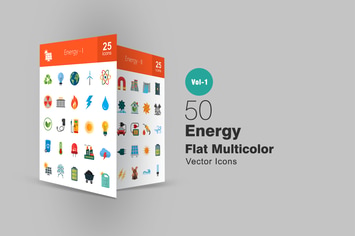 50 Energy Flat Multicolor Icons
