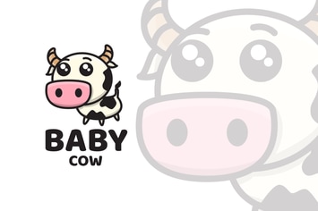 Baby Cow Cute Logo Template