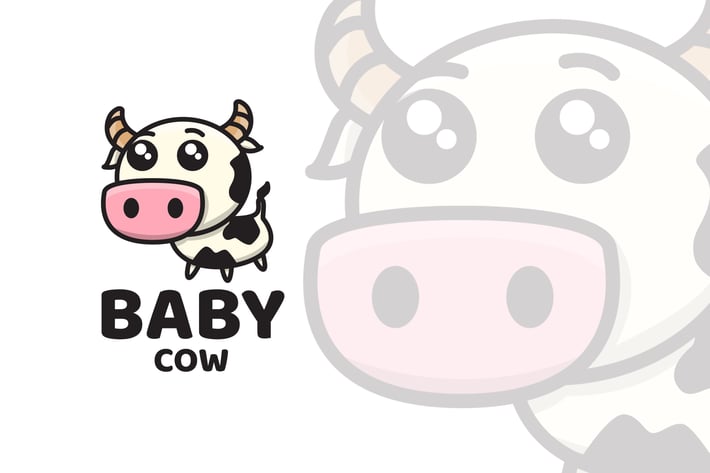 Baby Cow Cute Logo Template