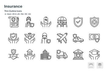 Insurance thin outline icons