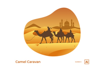 Camel Caravan Illustration