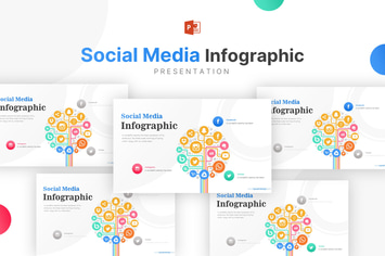 Social Media Icons and Three Options Infographic