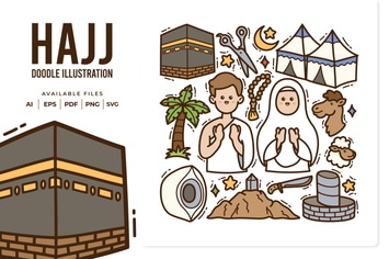 Hajj Doodle Illustration