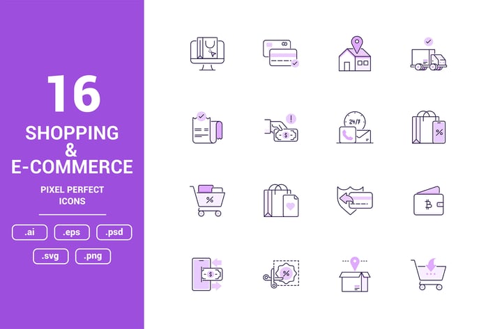 Shopping and E-commerce Color Vector Line Icons