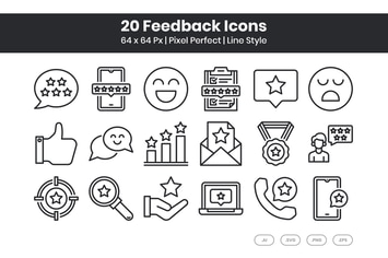 20 Feedback Icons Set - Line