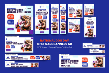 National Dog Day and Pet Care Banners Ad