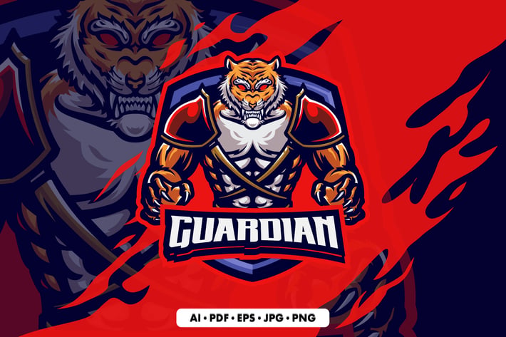 Tiger 1 Mascot Logo Template