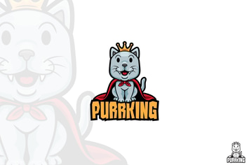 Cat King Cartoon Logo Mascot