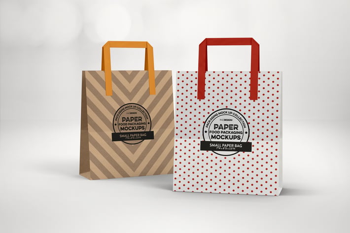 Small Bags with Flat Handles Packaging Mockup
