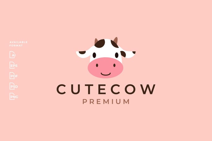 Cute Cow Head Logo