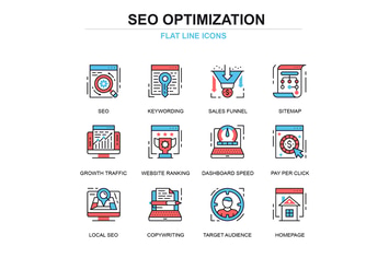 Thin line seo optimization icons set