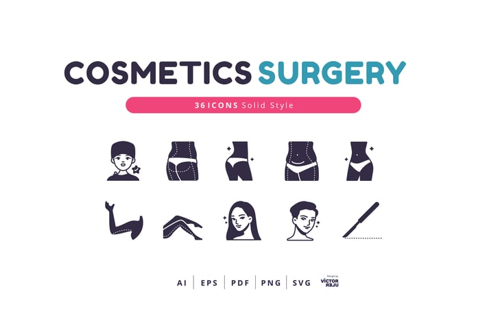 36 Icons Cosmetics Surgery Solid Style