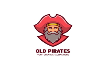 Old Pirate Mascot Character Logo Template