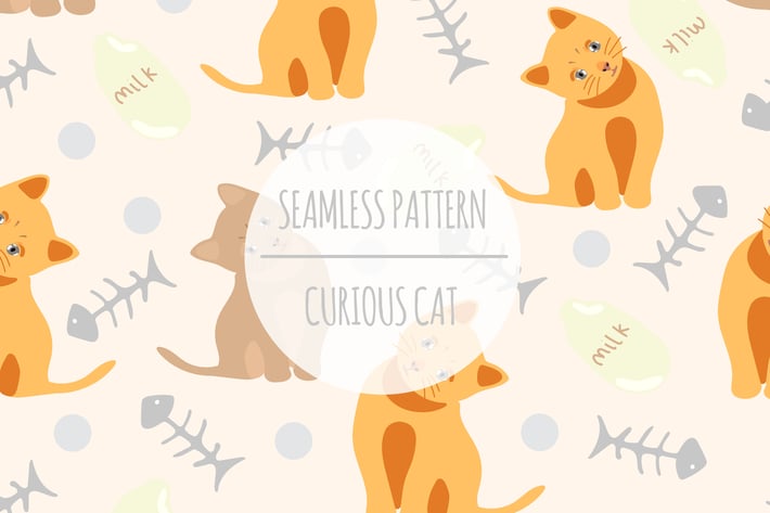 Curious Cat – Seamless Pattern