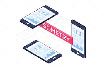 Isometric mobile phones - vector illustration