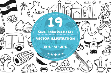 Kawaii India Doodle Set