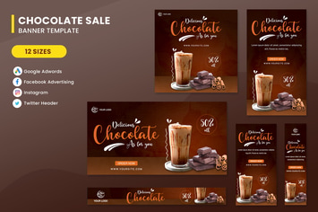 Chocolate Sale Banner Ads Set Template