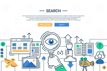 Illustration of modern search engine line image 