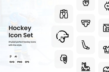 Hockey Dashed Line Icon Set