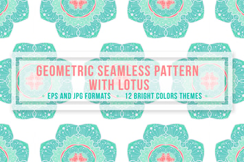 Geometric Seamless Pattern With Lotus