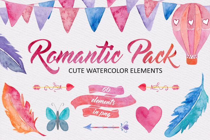 Watercolor Romantic Pack