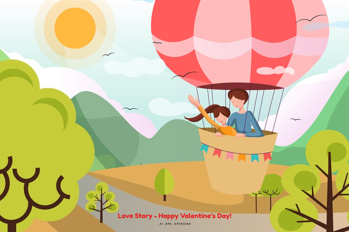Love Story Vector Illustration
