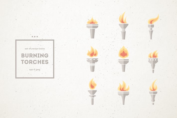 Set of Burning Torch Icons