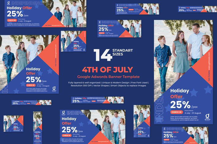 Independence Day Holiday Google Ads Banners