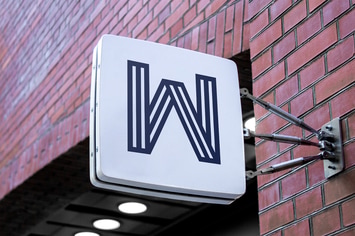 Outdoor Hanging Logo Sign Mockup #3